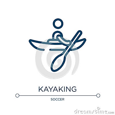 Kayaking icon. Linear vector illustration from x treme collection. Outline kayaking icon vector. Thin line symbol for use on web Vector Illustration