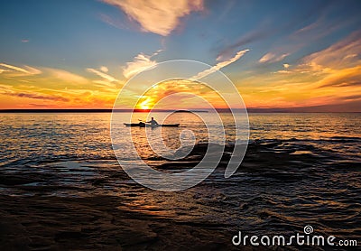 Kayaking Lake Superior in Summer, Michigan Stock Photo