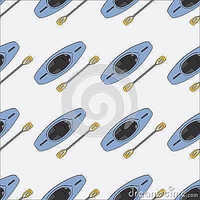 Kayaking Pattern XVII Vector Illustration