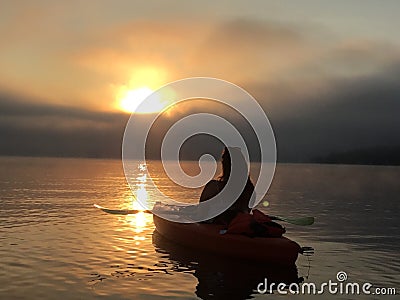 Kayaking at sunrise Editorial Stock Photo