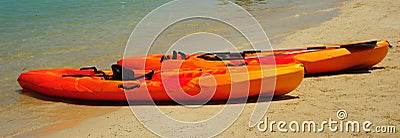 Kayaks on the Beach Stock Photo