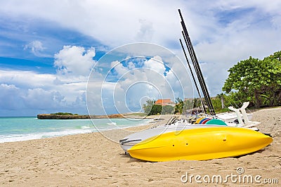 Kayaks and catamarans at Varadero beach in Cuba Stock Photo