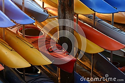 Kayaks in Racks Stock Photo