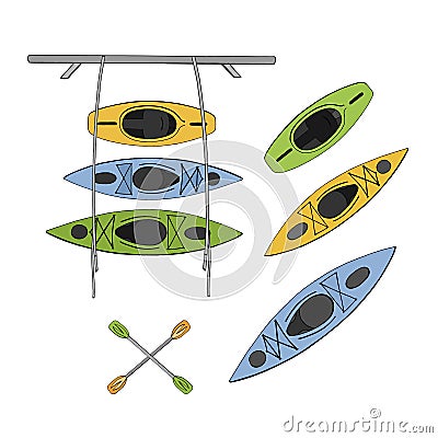 Kayaks set Vector Illustration