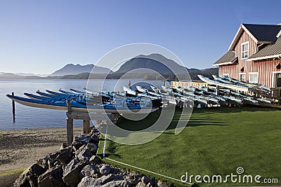 Kayaks to rent at Tofino, BC Stock Photo
