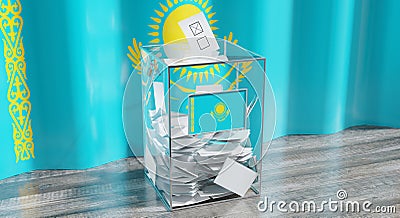 Kazahstan - ballot box - voting, election concept Cartoon Illustration