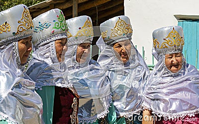 Kazakh women in local costumes, Shymkent, Kazakhstan Editorial Stock Photo