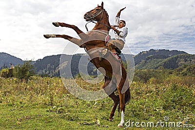 Kazakh horse rider, Almaty, Kazakhstan Editorial Stock Photo