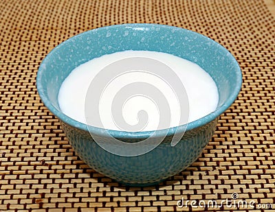 A Kazakh tarditional teabowl with milk Stock Photo
