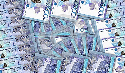 Kazakh Tenge KZT banknotes in a fan mosaic pattern 3d illustration Cartoon Illustration