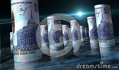 Kazakh Tenge money banknotes pack 3d illustration Cartoon Illustration