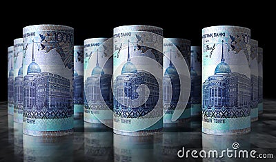 Kazakh Tenge money banknotes pack 3d illustration Cartoon Illustration