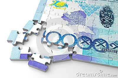 Kazakh Tenge Puzzle Stock Photo