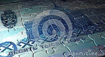 Kazakh Tenge Puzzle Stock Photo