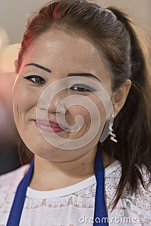 Potrait of a Kazakh woman in Shymkent, Kazakhstan Editorial Stock Photo