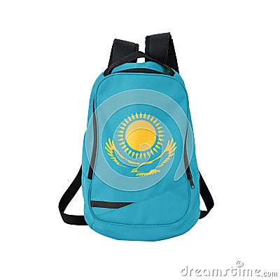 Kazakhstan flag backpack isolated on white Stock Photo