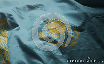 Kazakhstan Flag Rumpled Close Up Stock Photo