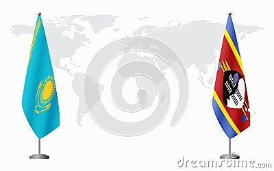 Kazakhstan and Kingdom of eSwatini - Swaziland flags for offi Vector Illustration