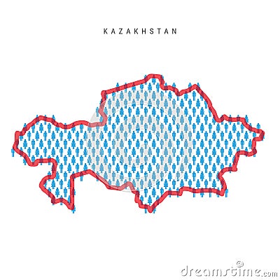 Kazakhstan population map. Stick figures Kazakh people map. Pattern of men and women. Flat vector illustration Vector Illustration