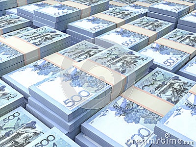 Kazakhstani money. Kazakhstani tenge banknotes. 500 KZT tenge bills Stock Photo