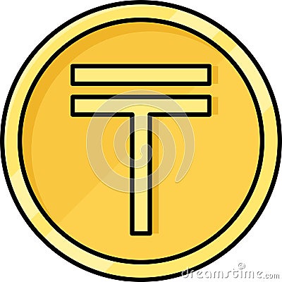 Kazakhstani tenge coin icon, currency of Kazakhstan Vector Illustration