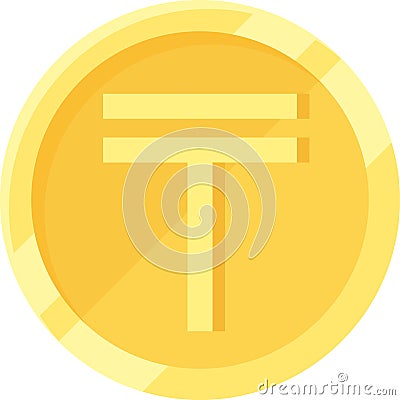 Kazakhstani tenge coin icon, currency of Kazakhstan Vector Illustration