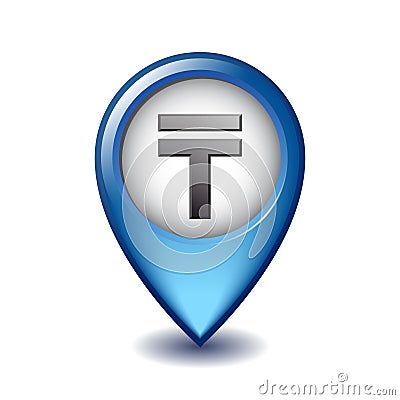 Kazakhstani tenge symbol on Mapping Marker vector icon. Vector Illustration