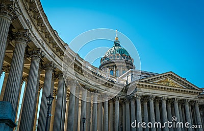 Kazan Cathedral with blue sky in Saint Petersburg, Russia. Stock Photo