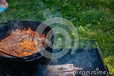 Kazan on the grill Stock Photo