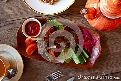 Kazan kebab, slowly stewed young lamb with vegetables Stock Photo