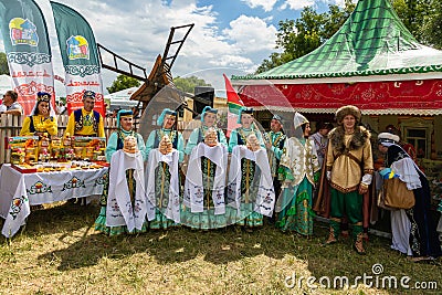 Kazan, Republic of Tatarstan, Russia - July 3, 2021: Sabantuy, the people's Tatar fieldwork holiday Editorial Stock Photo