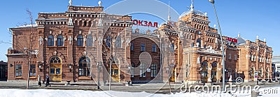 Kazan, Russia, March 01, 2015: Old brick Kazan railway station. Editorial Stock Photo