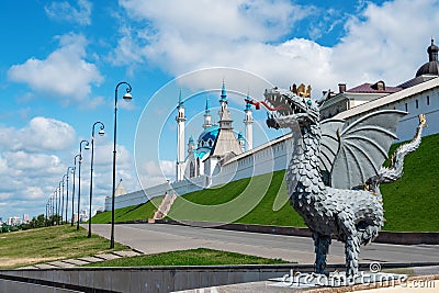 Kazan, Tatarstan, Russia-June 1, 2023 Kazan Dragon. Kazan Kremlin in summer. The main tourist attraction of Kazan, a Editorial Stock Photo