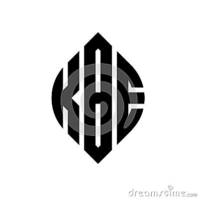 KBE circle letter logo design with circle and ellipse shape. KBE ellipse letters with typographic style. The three initials form a Vector Illustration