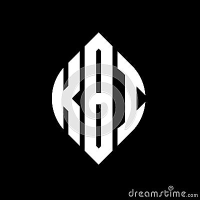 KBI circle letter logo design with circle and ellipse shape. KBI ellipse letters with typographic style. The three initials form a Vector Illustration