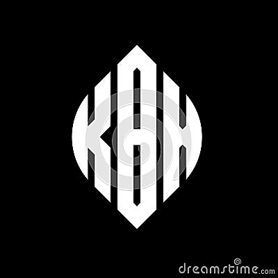 KBX circle letter logo design with circle and ellipse shape. KBX ellipse letters with typographic style. The three initials form a Vector Illustration