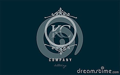 kc k c blue decorative monogram alphabet letter logo combination Stock Photo