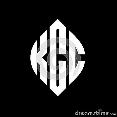 KCC circle letter logo design with circle and ellipse shape. KCC ellipse letters with typographic style. The three initials form a Vector Illustration
