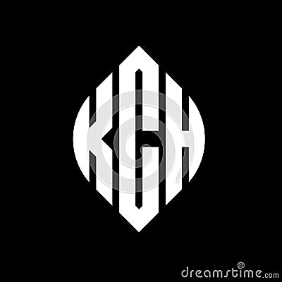 KCH circle letter logo design with circle and ellipse shape. KCH ellipse letters with typographic style. The three initials form a Vector Illustration