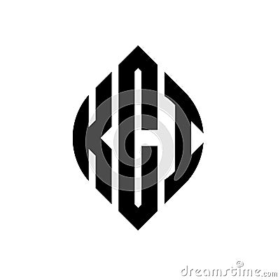KCI circle letter logo design with circle and ellipse shape. KCI ellipse letters with typographic style. The three initials form a Vector Illustration