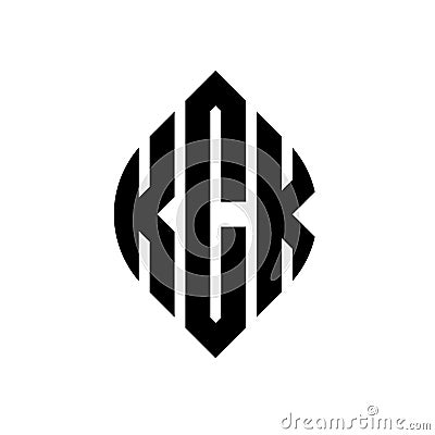 KCK circle letter logo design with circle and ellipse shape. KCK ellipse letters with typographic style. The three initials form a Vector Illustration