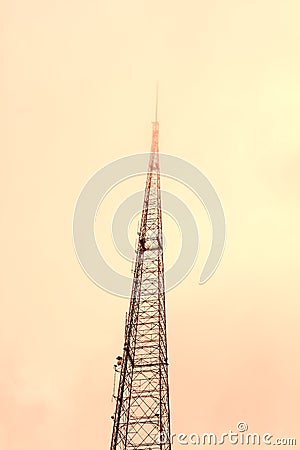KCPTV transmitter tower against sky at sunset Stock Photo
