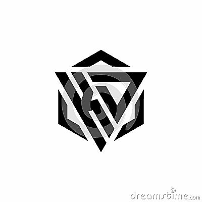 KD Logo monogram with triangle and hexagon modern design template Vector Illustration