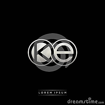 KE initial letter linked circle capital monogram logo modern template silver color version Vector Illustration