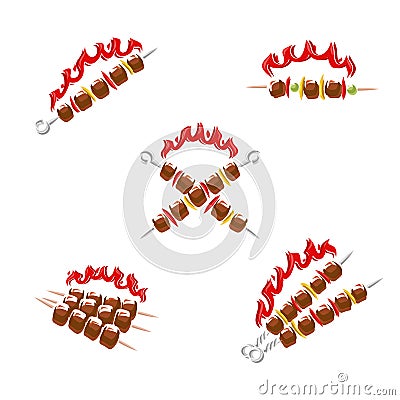 Kebab labels and elements set. Collection icon kebabs. Vector Vector Illustration