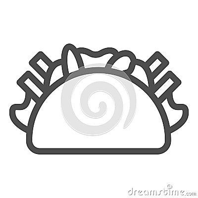 Kebab line icon, Street food concept, Burrito sign on white background, Doner kebab icon in outline style for mobile Vector Illustration