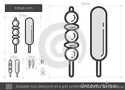 Kebab line icon. Vector Illustration