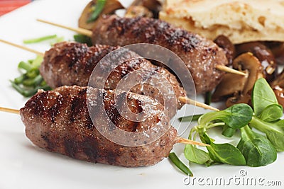 Kebab, minced meat skewer Stock Photo