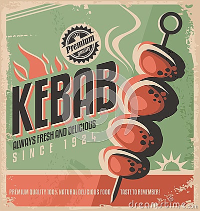 Kebab retro poster design. Vector Illustration