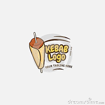 Kebab and shawarma logo design vector template. Vector label Turkish and Arabian fast food. Vector Illustration